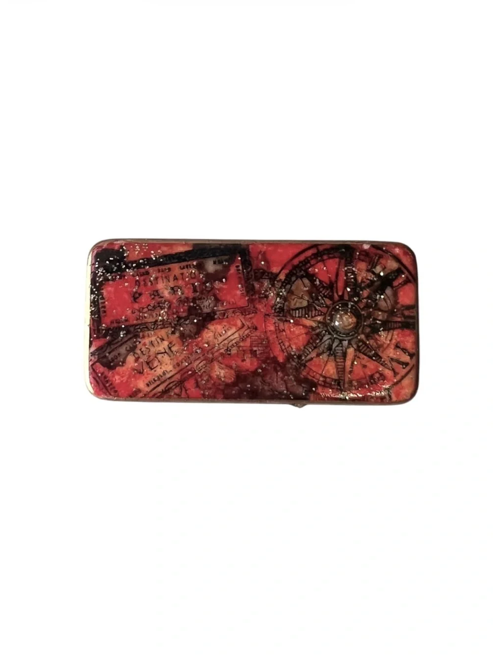 Artisan Crafted Brooch Painted Vintage Domino Jewelry Gift Idea